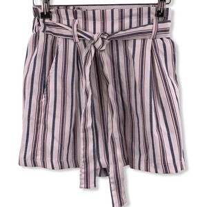 Bershka‎ Blue Red White Striped Shorts Paperbag S
